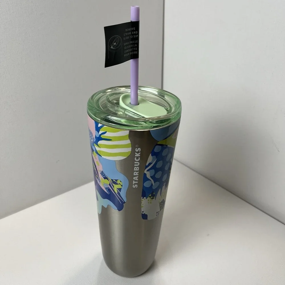 Starbucks Summer 2024 Canna Lily Butterfly Silver Venti‎ Stainless Tumbler 🌸